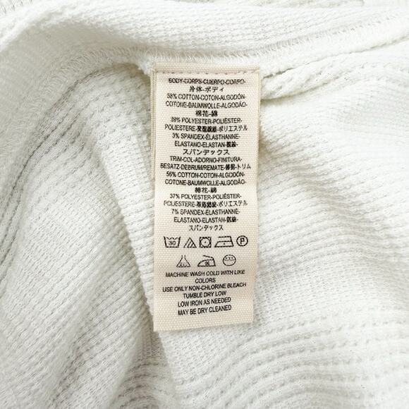 Free People Peplum Waffle Crop Top White Long Sleeve Thermal Oversized Slouchy M - Picture 5 of 5